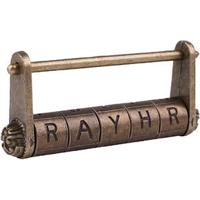 GTHER Antique Vintage Combination Password Lock Padlock, Chinese Decorative Lock English Letter Combination Lock Escape Room Lock for Box Cabinet Furniture Trunk, 80x37mm