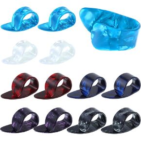 12pcs ABS Thumb Picks for Acoustic Guitar, Electric Guitar, Banjo, Ukulele, Harp, Bass, 6 Colors Fingerstyle Picks, Durable Plastic Guitar Picks for Musicians