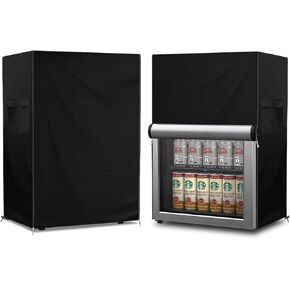 Outdoor Refrigerator Cover,600D Heavy Duty 100% Waterproof Upright Freezer Cover,Outside Stand Up Fridge Covers.Front Can Be Rolled-Up by Zippers.(Black,20" W x 20" D x 33" H)