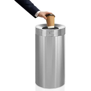 Alpine Industries 27 Gallon Stainless Steel Trash Can - Heavy Duty Indoor Garbage Bin - Corrosion Proof Waste Disposal for High-Traffic Areas