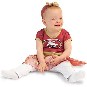 MODERN HERO NFL SAN FRANCISCO 49ers Officially Licensed Infant One-piece Bodysuit and Leggings Costume includes One-piece Bodysuit with Mesh Skirt, Leggings and Matching Headband, Size 24 Months