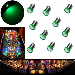PA LED 10PCS #1893 #44 #47 #756 #1847 BA9S 1SMD LED Bayonet Pinball Machine Light Bulb Green-6.3V