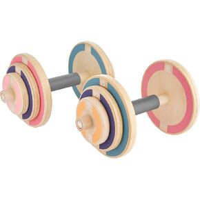 Special Supplies Kids Wooden Workout Weights Set - Adjustable Dumbbells Set for Home Gym Equipment, Perfect Exercise Workout Set for School or Home Fitness Activities, Pastel Colors (Set of 2 Dumbbells)