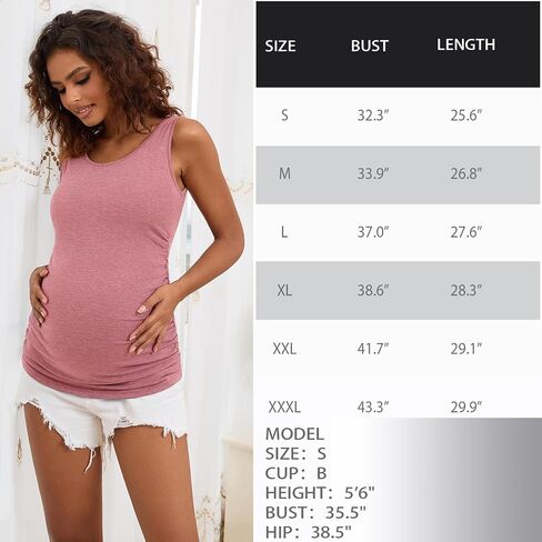 Maternity Tank Tops for Women Ruched Sleeveless Basic Tops Maternity Shirt Vest Pregnancy Tee in Saudi Arabia