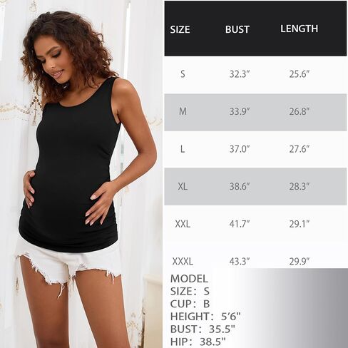 BHOME Maternity Tank Tops for Women Ruched Sleeveless Basic Tops Layering Maternity Shirt Vest Pregnancy Tee in Saudi Arabia