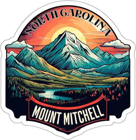Mount Mitchell North Carolina Sticker Travelproofproof Heatbroof Decal Vinyl Small Materproof for Water Bottle Passport Passport Computer Computer Scarers Size 4 "ID44990 in Saudi Arabia