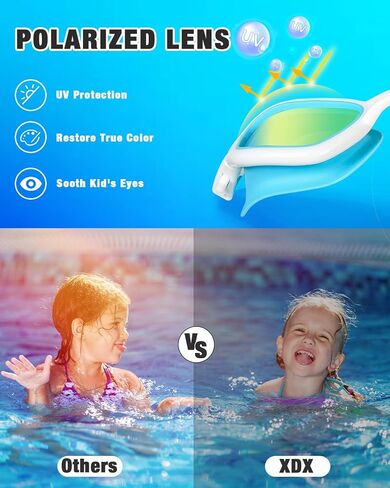 XDX Kids Swim Goggles ، نظارات الأطفال المستقطبين مع حماية الأشعة فوق البنفسجية ، مضاد للضباب لا تسرب نظارات السباحة للأطفال الشباب 6-14 in Kuwait