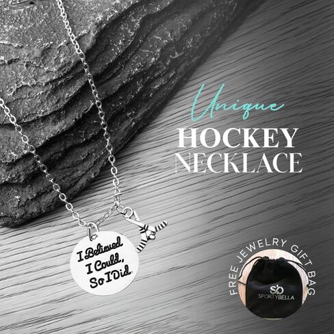 Sportybella - Hockey Charm Necklace, Inspirational Necklace Gift for Female Hockey Players in Saudi Arabia