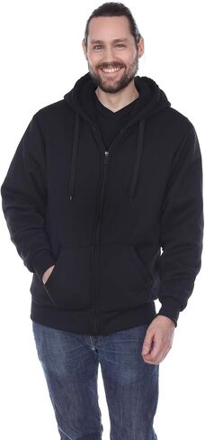 Hoodies for Men Winter Warm Heavyweight Sherpa Lined Fleece Zip Up Hoody Jacket in Saudi Arabia