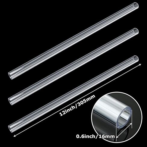 20 قطعة من أنابيب البولي كربونات الصلبة، 5/8 بوصة (16 مم) OD × 4 مم سمك الجدار أنبوب PETG، طول 12 بوصة أنبوب أكريليك شفاف يمكنك صنعه بنفسك أنابيب ليكسان in Kuwait