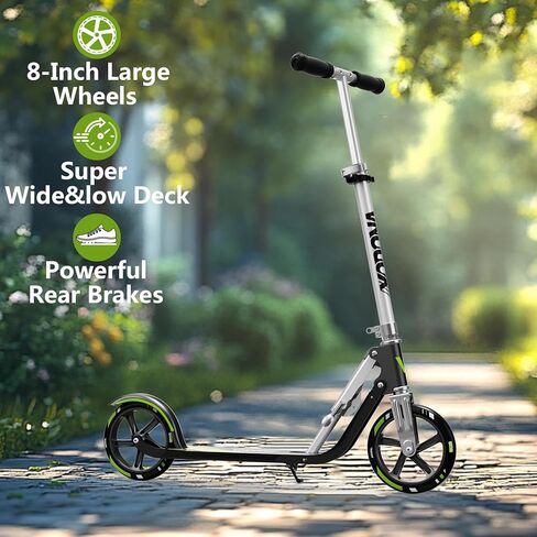 Scooter for Ages 6+, Kids, Teens & Adults, Big Wheels, Adjustable Height, Foldable Aluminum Frame, Supports up to 220 lbs for a Smooth Ride, Easy Folding Design in Saudi Arabia