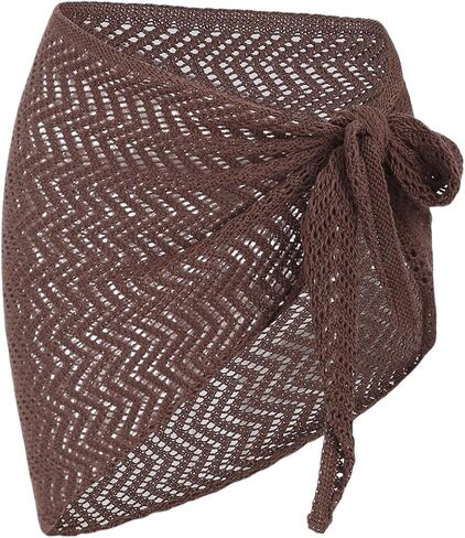 ZAFUL Sarong Coverups for Women Beach Vacation Fishnet See Thru Tie Side Bathing Suit Cover Up Mini Skirt in Saudi Arabia