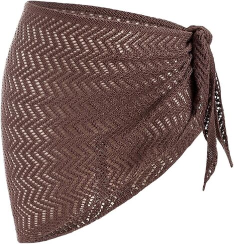 ZAFUL Sarong Coverups for Women Beach Vacation Fishnet See Thru Tie Side Bathing Suit Cover Up Mini Skirt in Saudi Arabia