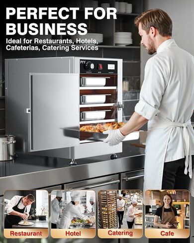 Pyy تجاري صندوق الساخن الغذائي دافئ-خزانة دافئة من ألومنيوم من الألومنيوم 4 مستويات ، أرفف قابلة للإزالة ، صينية ماء ، 86 ℉ -230 ℉ درجة حرارة الخزانة درجة الحرارة الدافئة الفرن للتموين ، 750 واط 110 فولت in Kuwait