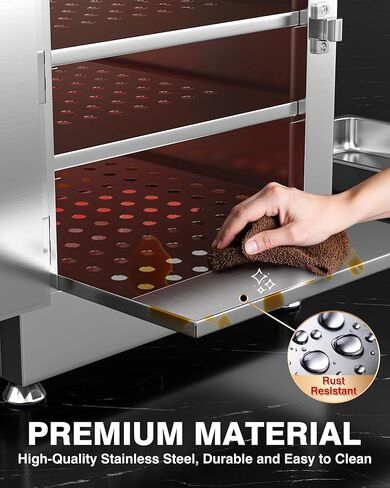 Pyy تجاري صندوق الساخن الغذائي دافئ-خزانة دافئة من ألومنيوم من الألومنيوم 4 مستويات ، أرفف قابلة للإزالة ، صينية ماء ، 86 ℉ -230 ℉ درجة حرارة الخزانة درجة الحرارة الدافئة الفرن للتموين ، 750 واط 110 فولت in Kuwait