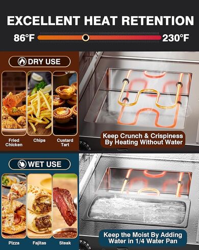 Pyy تجاري صندوق الساخن الغذائي دافئ-خزانة دافئة من ألومنيوم من الألومنيوم 4 مستويات ، أرفف قابلة للإزالة ، صينية ماء ، 86 ℉ -230 ℉ درجة حرارة الخزانة درجة الحرارة الدافئة الفرن للتموين ، 750 واط 110 فولت in Kuwait