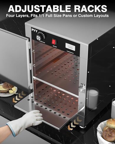 Pyy تجاري صندوق الساخن الغذائي دافئ-خزانة دافئة من ألومنيوم من الألومنيوم 4 مستويات ، أرفف قابلة للإزالة ، صينية ماء ، 86 ℉ -230 ℉ درجة حرارة الخزانة درجة الحرارة الدافئة الفرن للتموين ، 750 واط 110 فولت in Kuwait