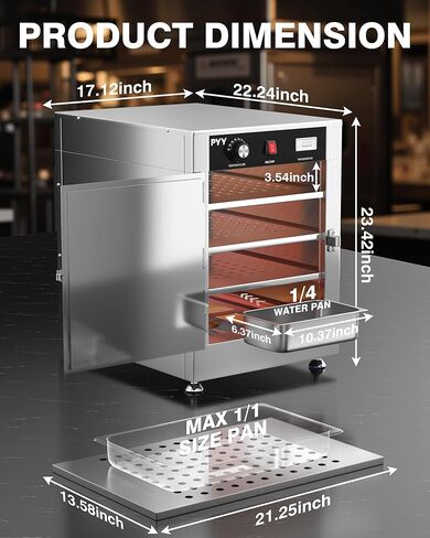 Pyy تجاري صندوق الساخن الغذائي دافئ-خزانة دافئة من ألومنيوم من الألومنيوم 4 مستويات ، أرفف قابلة للإزالة ، صينية ماء ، 86 ℉ -230 ℉ درجة حرارة الخزانة درجة الحرارة الدافئة الفرن للتموين ، 750 واط 110 فولت in Kuwait