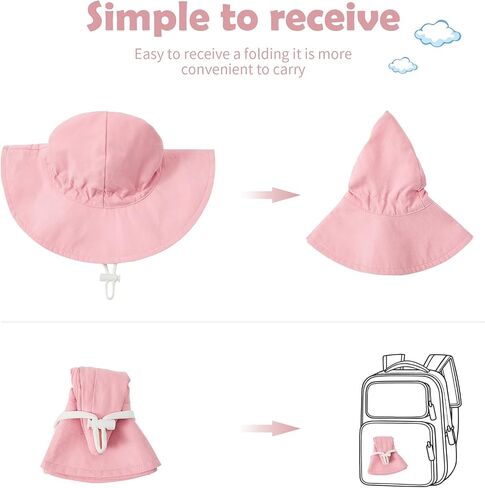 Durio UPF 50+ Baby Sun Hat - Wide Brim Beach Bucket Hats for Infant Girls 0-4T, Outdoor Summer Hat for Newborn to Toddler in Saudi Arabia