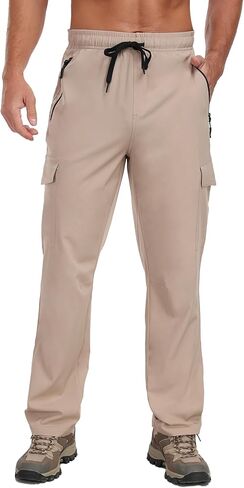 Hiking Pants Men Water Resistant Cargo Pants Lightweight Travel Pants with Zipper Pockets for Work Fishing Outdoor QYY24011 in Kuwait