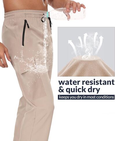 Hiking Pants Men Water Resistant Cargo Pants Lightweight Travel Pants with Zipper Pockets for Work Fishing Outdoor QYY24011 in Kuwait