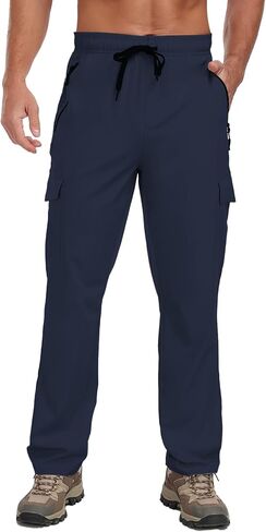 Hiking Pants Men Water Resistant Cargo Pants Lightweight Travel Pants with Zipper Pockets for Work Fishing Outdoor QYY24011 in Kuwait