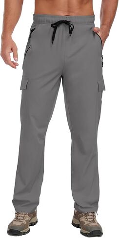 Hiking Pants Men Water Resistant Cargo Pants Lightweight Travel Pants with Zipper Pockets for Work Fishing Outdoor QYY24011 in Kuwait