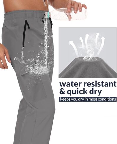 Hiking Pants Men Water Resistant Cargo Pants Lightweight Travel Pants with Zipper Pockets for Work Fishing Outdoor QYY24011 in Kuwait