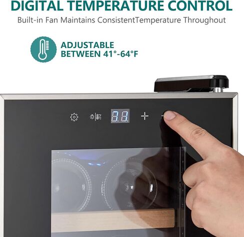 TowAllmark 14 Bottle Compressor Coller ، قبو نبيذ مع التحكم في درجة الحرارة القابلة للتعديل ، ثلاجة مشروبات قائما بذاتها للأحمر والأبيض والشربانيا والبيرة والصودا in Kuwait