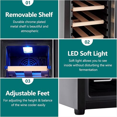 TowAllmark 14 Bottle Compressor Coller ، قبو نبيذ مع التحكم في درجة الحرارة القابلة للتعديل ، ثلاجة مشروبات قائما بذاتها للأحمر والأبيض والشربانيا والبيرة والصودا in Kuwait