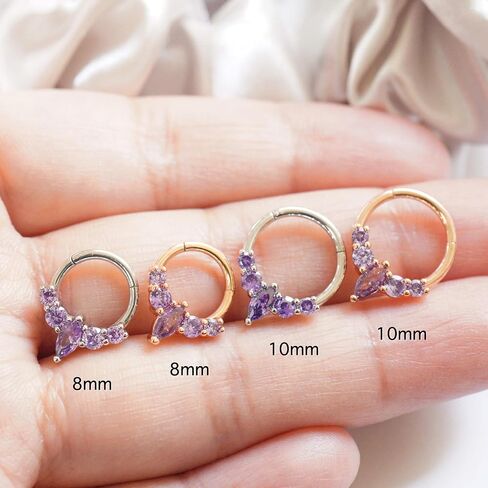16G Surgical Steel Rose Gold Septum Ring Jewelry for Septum Piercing, Emerald CZ Gem Daith Jewelry, Cute Dainty Septum Jewelry, 16 Gauge 10mm in Kuwait