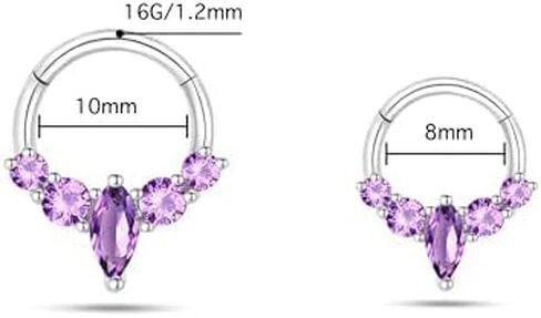 16G Surgical Steel Rose Gold Septum Ring Jewelry for Septum Piercing, Emerald CZ Gem Daith Jewelry, Cute Dainty Septum Jewelry, 16 Gauge 10mm in Kuwait