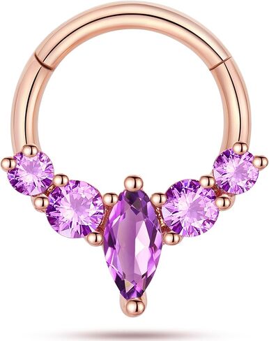 16G Surgical Steel Rose Gold Septum Ring Jewelry for Septum Piercing, Emerald CZ Gem Daith Jewelry, Cute Dainty Septum Jewelry, 16 Gauge 10mm in Kuwait