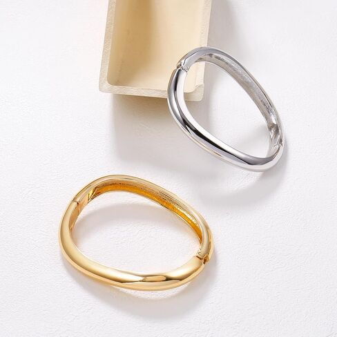 Chunky Gold Bangle Bracelet for Women,Thick Gold Plated Hinged Cuff Bangles,Arm Cuff Jewelry for Women Gifts in Saudi Arabia