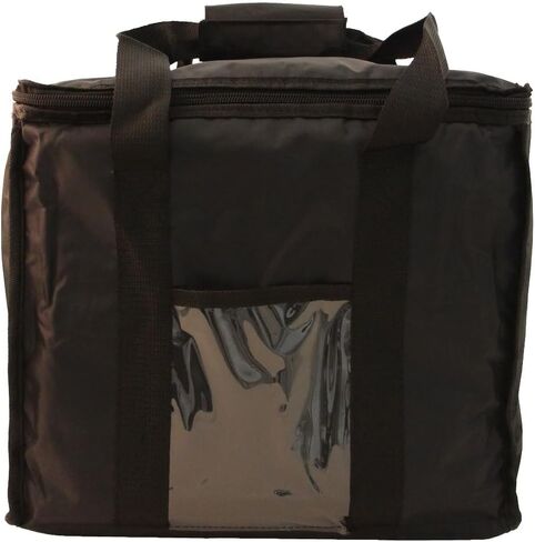 Chef Approved 12 x 12 Food Delivery Bag | Heavy Duty Insulated Soft-Sided Hot Cold Sandwich Carrier with Zipper Closure for Restaurant Shopping Grocery | Square Shape, 12"W x 12"D x 15"H, Nylon, Black in Kuwait