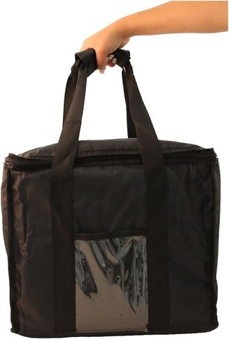 Chef Approved 12 x 12 Food Delivery Bag | Heavy Duty Insulated Soft-Sided Hot Cold Sandwich Carrier with Zipper Closure for Restaurant Shopping Grocery | Square Shape, 12"W x 12"D x 15"H, Nylon, Black in Kuwait
