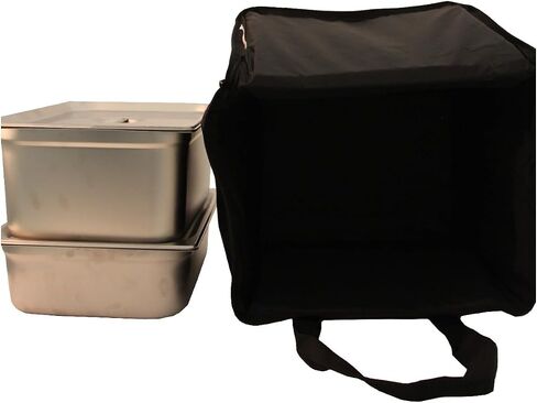 Chef Approved 12 x 12 Food Delivery Bag | Heavy Duty Insulated Soft-Sided Hot Cold Sandwich Carrier with Zipper Closure for Restaurant Shopping Grocery | Square Shape, 12"W x 12"D x 15"H, Nylon, Black in Kuwait
