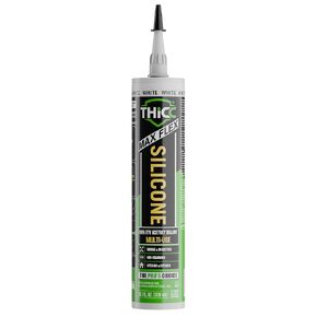 THICC Silicone Caulk – Multi Use 100% RTV White Silicone Sealant Waterproof, Food Grade Silicone, Interior/Exterior, Caulking, for DIYer and Pro Contractor - 10.1 oz