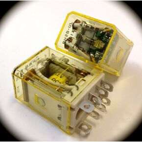 IDEC RH2B-ULDC12V 12 VDC Coil, 2 Poles DPDT, Blade Terminal, Compact Power Relay, Industrial 10 AMP GP Relay, RH Series, with LED Indicator