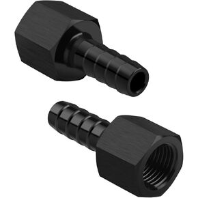 6AN Female to 3/8 Hose Barb Fittings Adapter, Black Hard Aluminum Hex Anodized Push On Barb Connector, Automotive Accessories Suitable for Vehicle Fuel Oil Line Modification