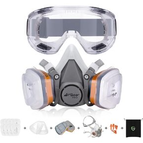 AirGearPro G-500 Reusable Respirator Mask with A1P2 Filters | Anti-Gas, Anti-Dust | Gas Mask Ideal for Painting, Woodworking, Construction, Sanding, Spraying, Chemicals, DIY etc