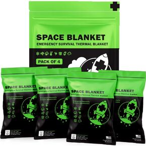 EVERLIT Survival Emergency Mylar Thermal Blanket, Foil Space Blanket Designed for NASA, Body Warmer Blanket for Outdoor, First Aid, Camping Gear, Hiking Travel (4 Pack, Forest Green)
