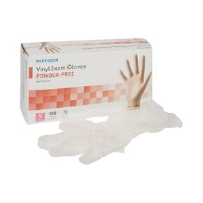 McKesson Vinyl Exam Gloves, Non-Sterile, Powder-Free, Small, 100 Count, 1 Box