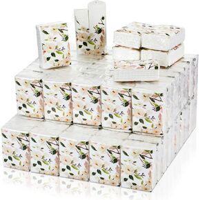 100 Pack Pocket Packs Facial Tissues 3 Ply Travel Small Pocket Individual Floral Wedding Tissues Packs for Guests Bridal Shower Favors Household Essentials