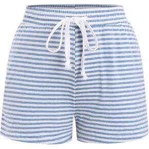 WDIRARA Women's Striped Print Drawstring Elastic Waist Loose Fit Track Shorts with Pockets