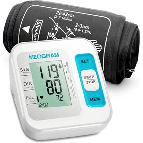 Upper Arm Blood Pressure Monitors for Home Use, MEDGRAM Automatic Blood Pressure Cuff for Home Use with Large Cuff 8.7-16.5 inch(22-42cm), Automatic & Digital BP Machine, 2 x 120 Sets Memory