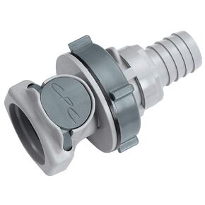 Colder - 3130320 CPC () HFCD16612 Valved Bulkhead Panel Mount Hose Barb, PP, 3/8" Flow Size, 3/8" ID