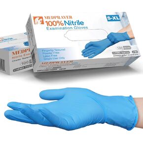 Nitrile Exam Gloves Latex Free & Powder Free Disposable Gloves for Cleaning, Food Safe, Medical Use - 4 Mil