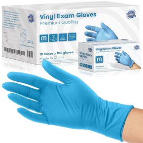 SAFEWAY Nitrile-Vinyl Blended Disposable Gloves, 1000, Powder-Free & Non-Latex, Protective Gloves for Medical Exams & Cooking, Blue, Small