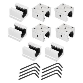 uxcell 8pcs SBR20UU Linear Bearing Block 20mm Open Slide Bearing Long Block for SBR20 Linear Motion Shaft Guides Slide Rails as 3D Printer CNC Router Part, Silver Tone